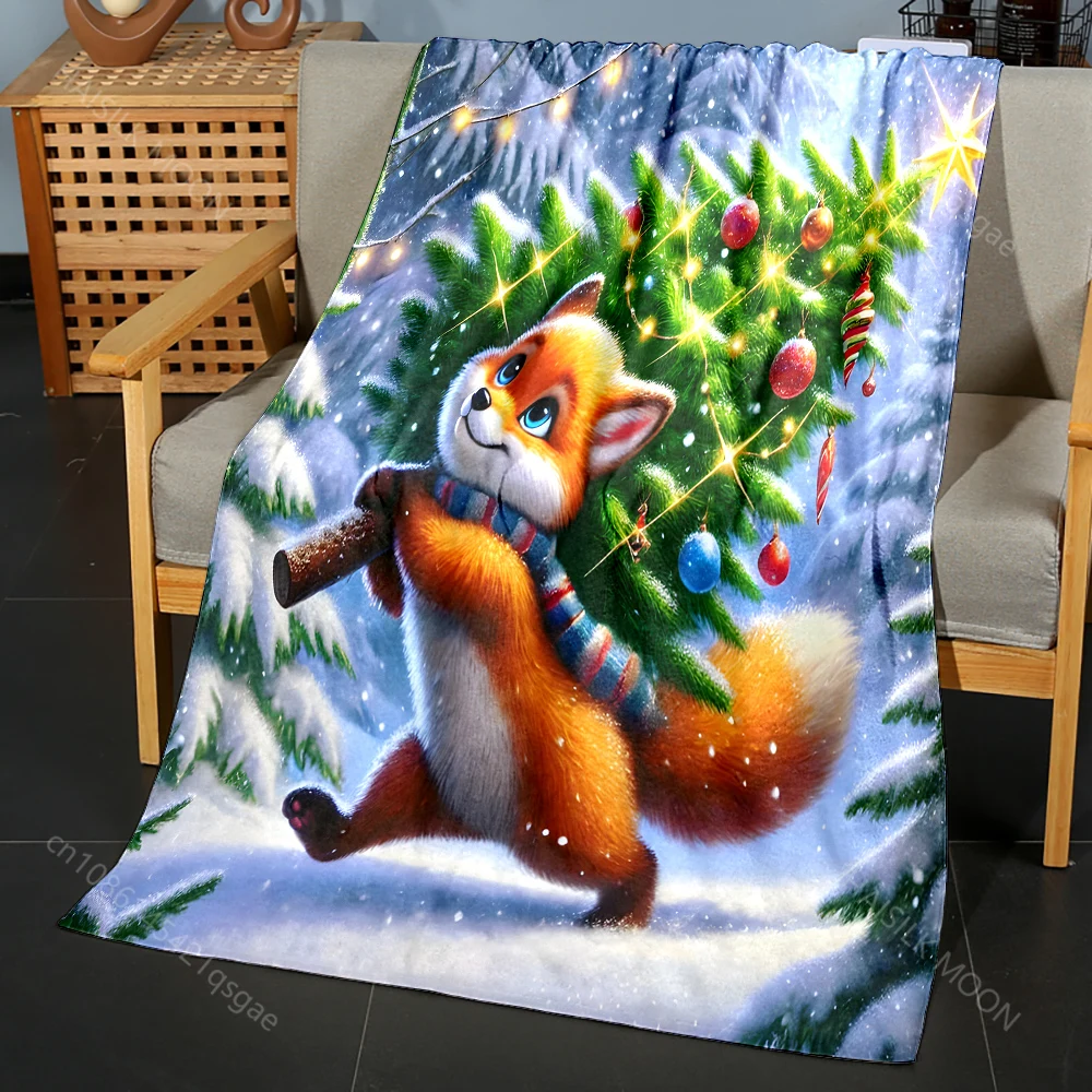 Festive fox with Christmas tre - đánh giá và giá Outdoor Camping Heated Blanket