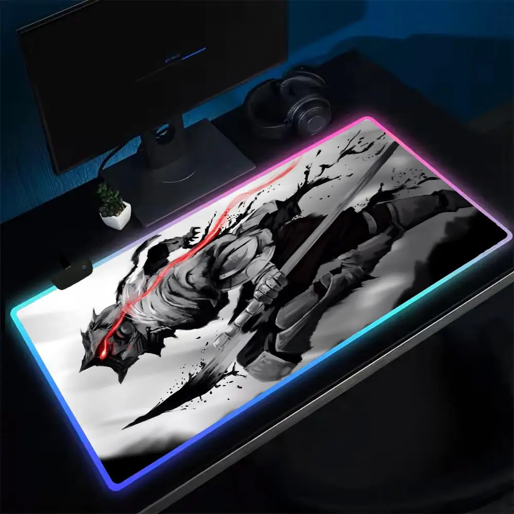 

Popular Goblin Slayer Mouse Pad Anime Gaming Mouse Pad LED Table Pads Backlit Rubber Desktop XXL RGB Desk Mats