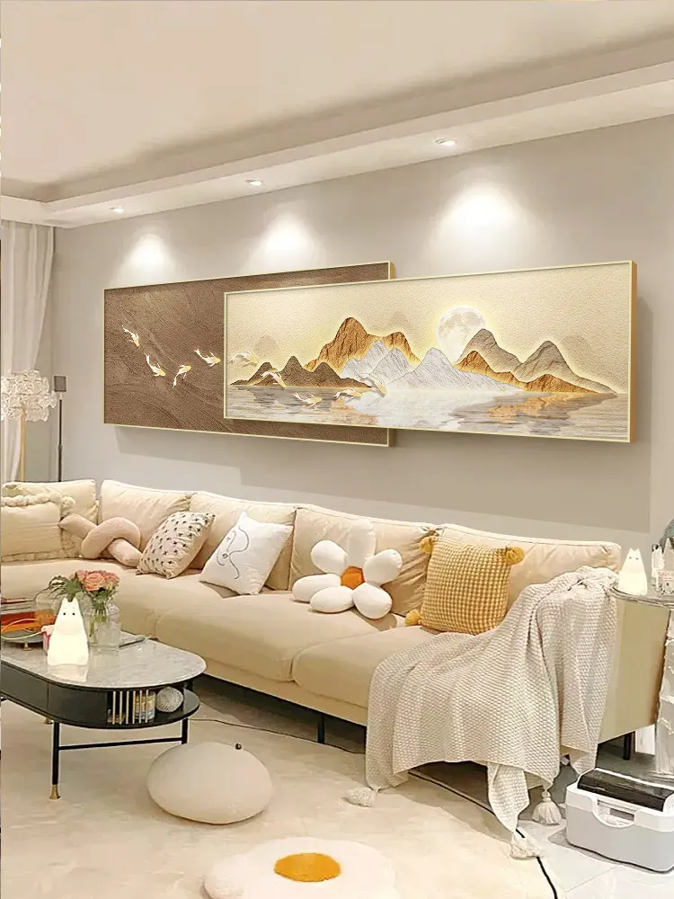 Nine Fish Picture Living Room Decorative Painting Sofa Background Wall Hanging Painting Landscape Superimposed Mural