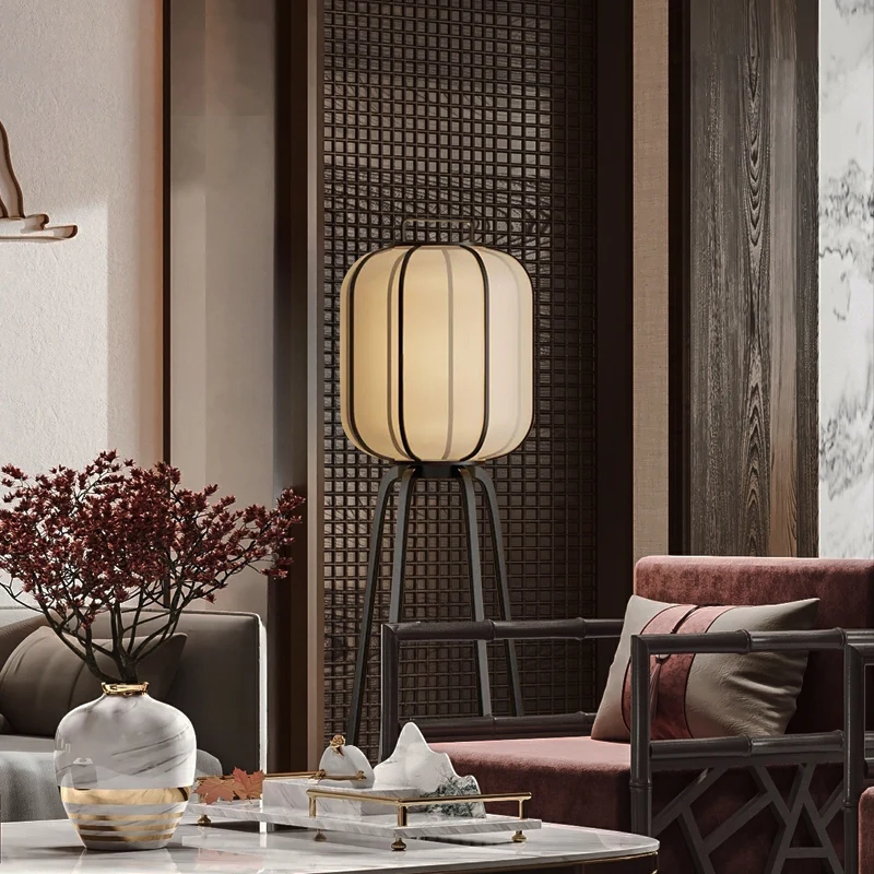 

Designer's new wabi-**** wind floor lamp modern living room decoration floor lamp silk cloth cover bedroom bedside lamp