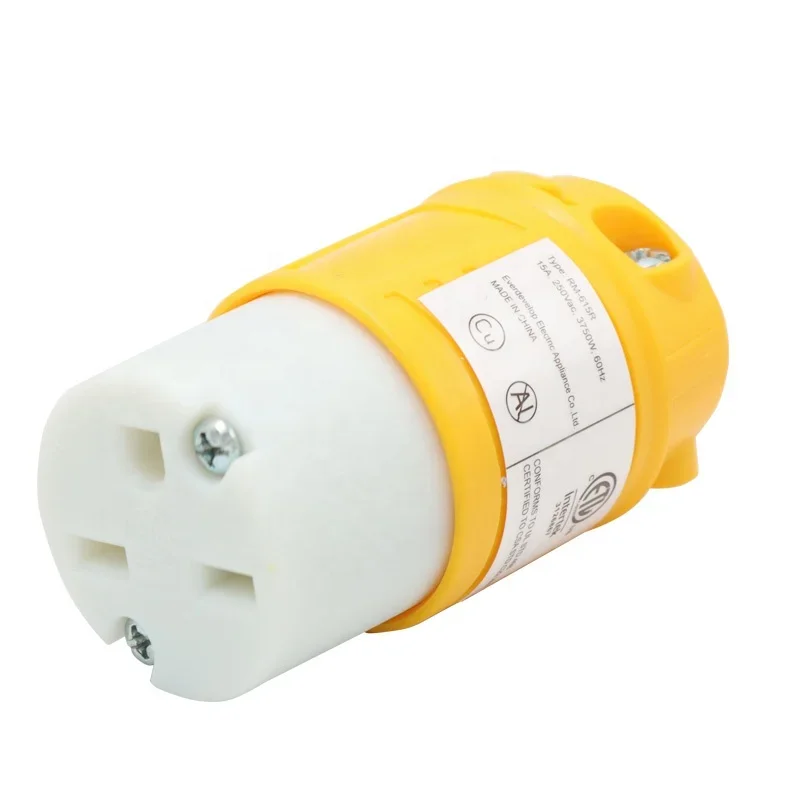 

Американская розетка 15А NEMA 6-15P NEMA 6-15R 2-полюсный 3-проводной заземляющий разъем «папа-мама» с замком для промышленности