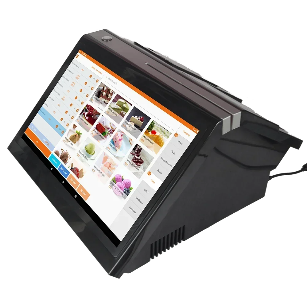 New design 14.1inch Capacitive Touch Screen All In One POS System Machine checkout counters android terminal With 80mm printer