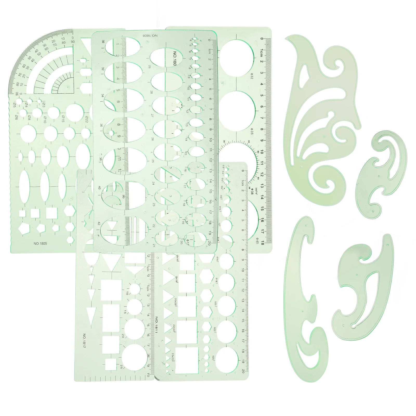 مجموعة استنسل بيضاوية دائرية مكونة من 9 قطع، قوالب رسم بلاستيكية هندسية، أدوات صياغة للفنانين والطلاب، مستلزمات الرسم المعماريين