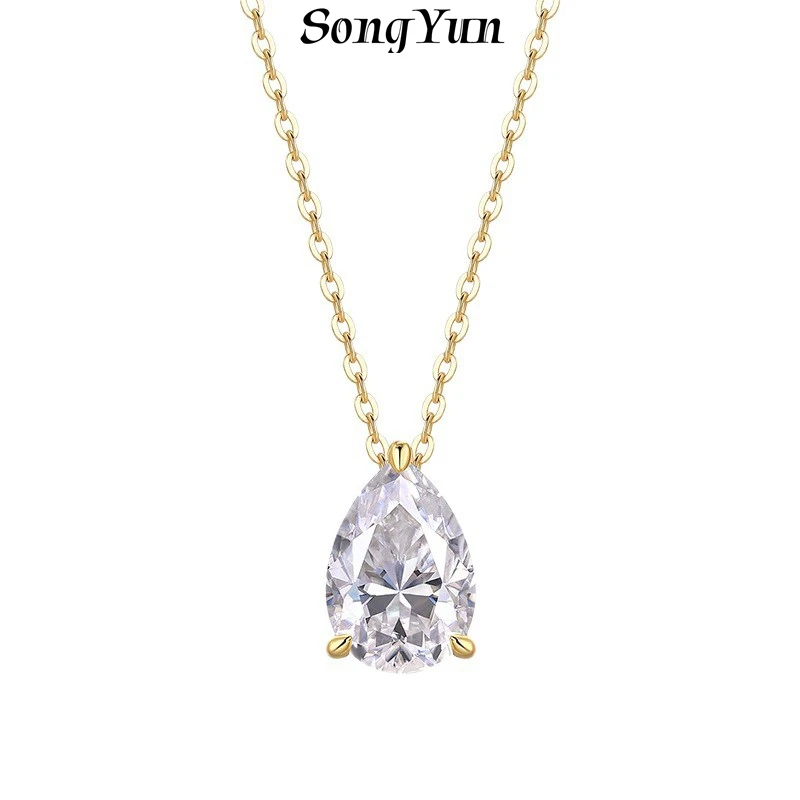 SONGYUN Moissanite Diamond Jewelry Designer PearCut Moissanite Pendant Layering Necklace S925 Sterling Silver