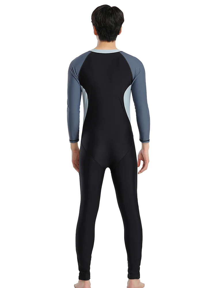 Trisass 2024 New Professional Sportswear Men\'s One Piece Swimsuit Long Sleeve and Long Pants Surf Suit Zipper Bathing Suit