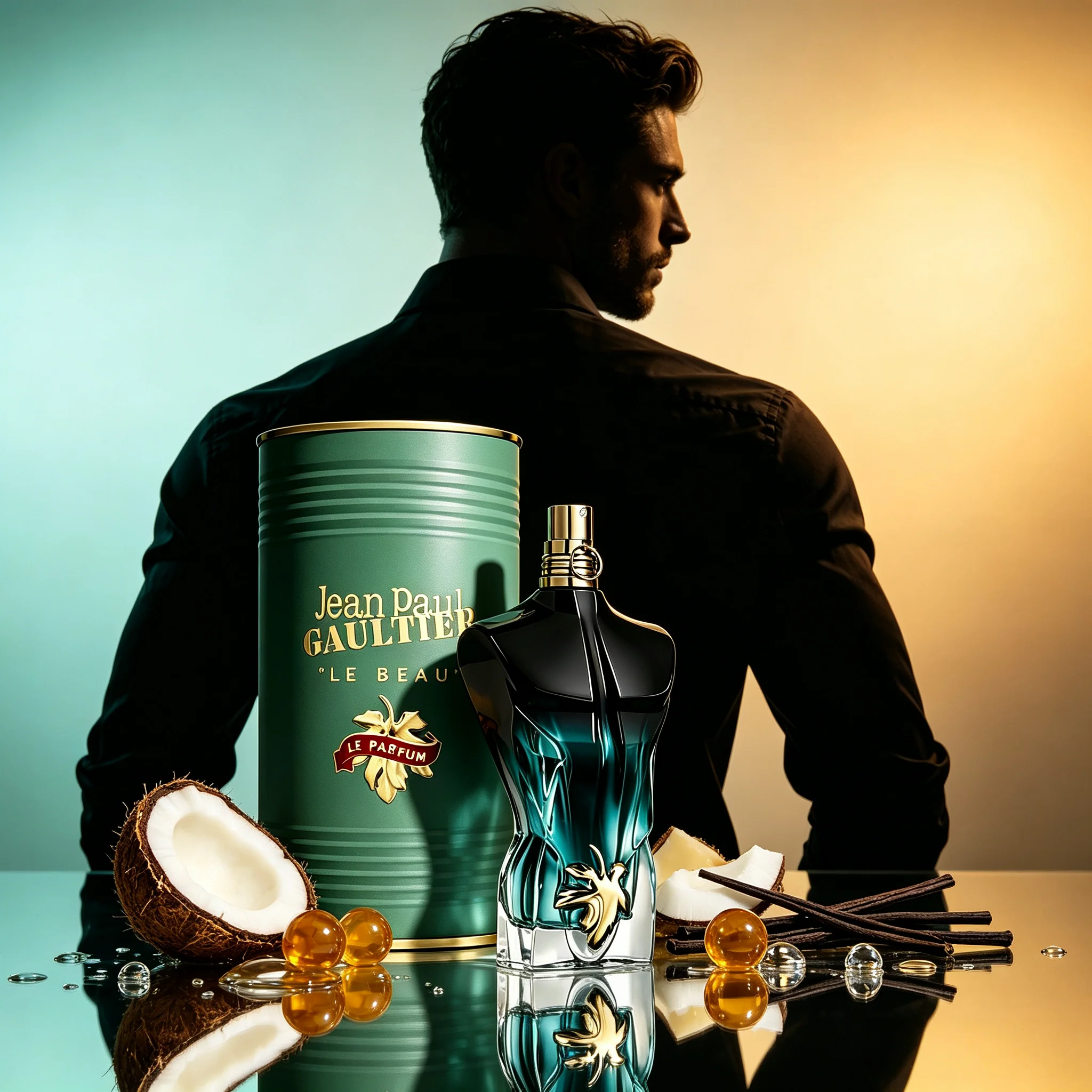 Jean Paul Gaultier Le Beau Le Parfum Intense para Hombre con Notas de Madera de Coco, Frijol Tonka y Madera de Sándalo, Perfume de Diseñador - Larga Duración