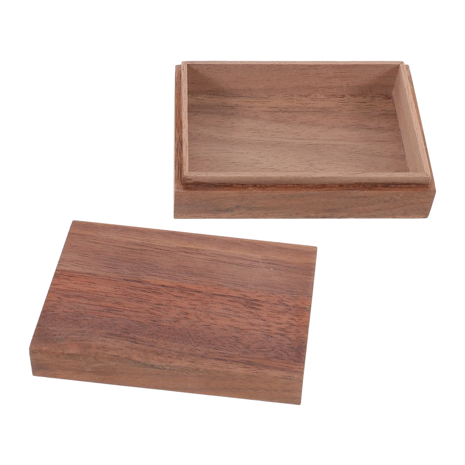 Small Walnut Wood Jewelry Box 4x3x1 Rustic Keepsake Storage Case Quick Access Wood Organizer for Cards Necklace Pendant Display