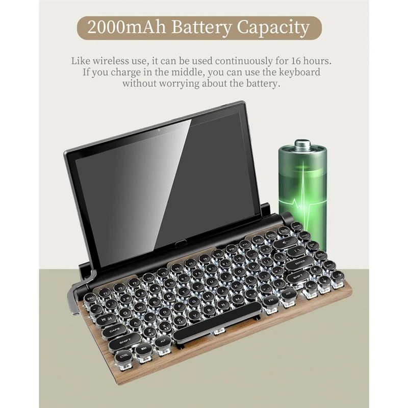 

ATP-83 Keys Gaming Keyboards Retro Typewriter Keyboard Wireless Bluetooth Keyboard USB Mechanical Punk Keycaps for PC, B