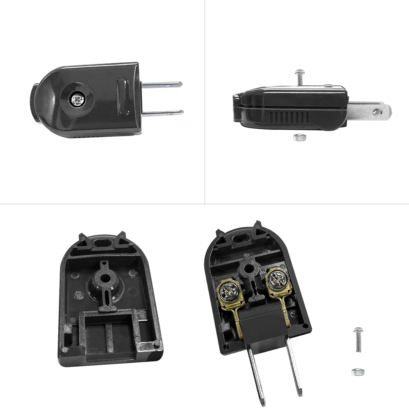 3/6pcs US Plug Adapter 90 Degree Rotary Power Plug Male Replacement Outlets Rewireable Electeical Connector For Extension Cable