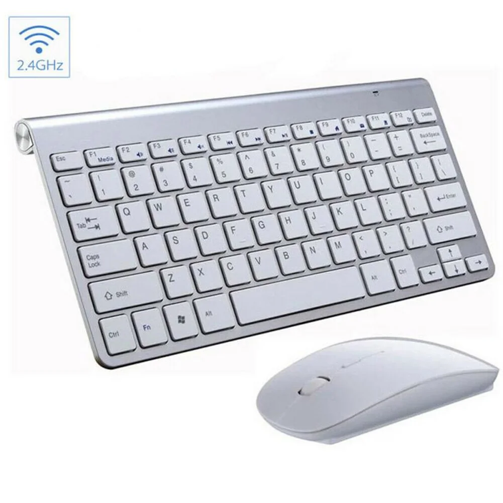 

2.4g Wireless Keyboard And Mouse, Ergonomics, Portable Full Size, USB Interface, High-end Fashion Silvery White