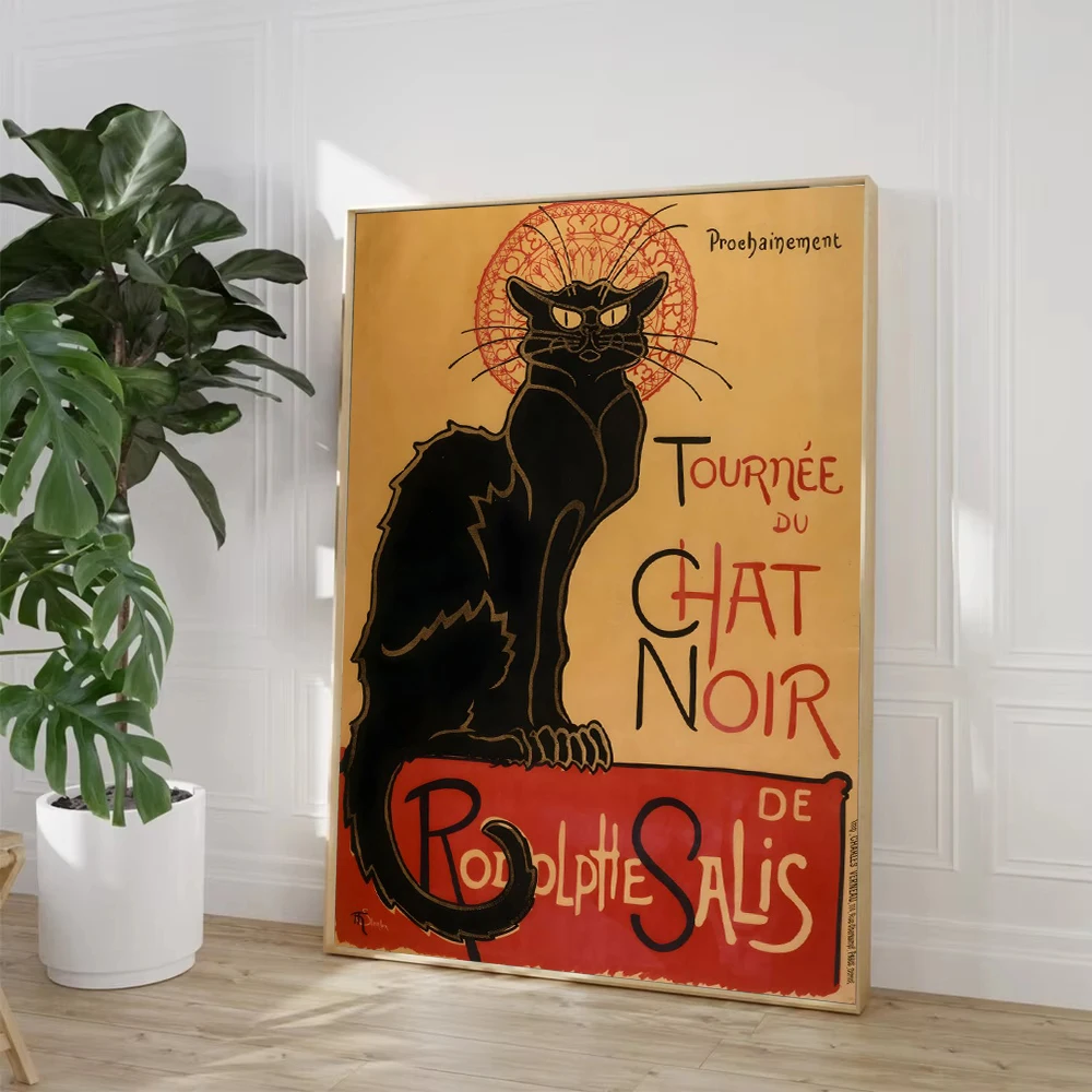 خمر لو تشات نوير القط الأسود 1896 القط الأسود ملهى الحيوان الفن الملصقات حائط لوح رسم يطبع صور لغرفة ديكور المنزل #4