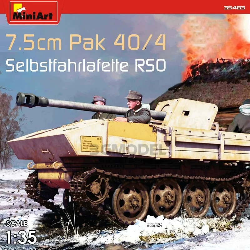 Model Kit Vintage - มินิอาร์ต 35483 1/35 โมเดลประกอบพลาสติก รถขนส่งปืนติดอาวุธแบบมีล้อ รุ่นวินเทจ