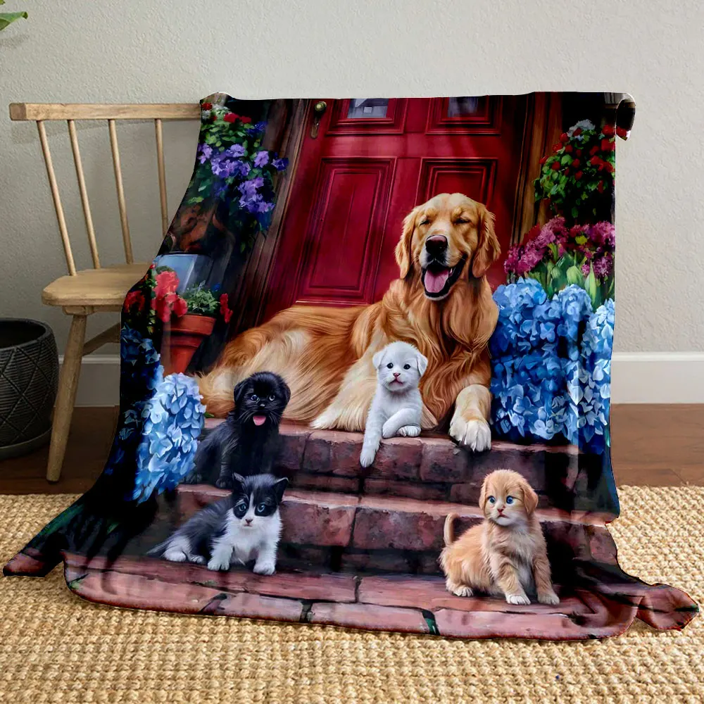 6 Styles Farm Puppies Print Blanket Flannel Soft Comfort Home Travel Blanket Kids Warm Blanket Picnic RV Luxury Gifts