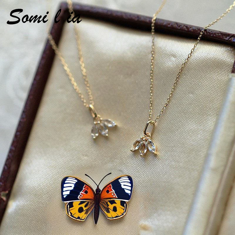 

Somilia 925 Sterling Silver Small 5A Zircon Heart Necklace Exquisite Pendant Chain For Women Girls Plated 18K Gold Jewelry Gifts