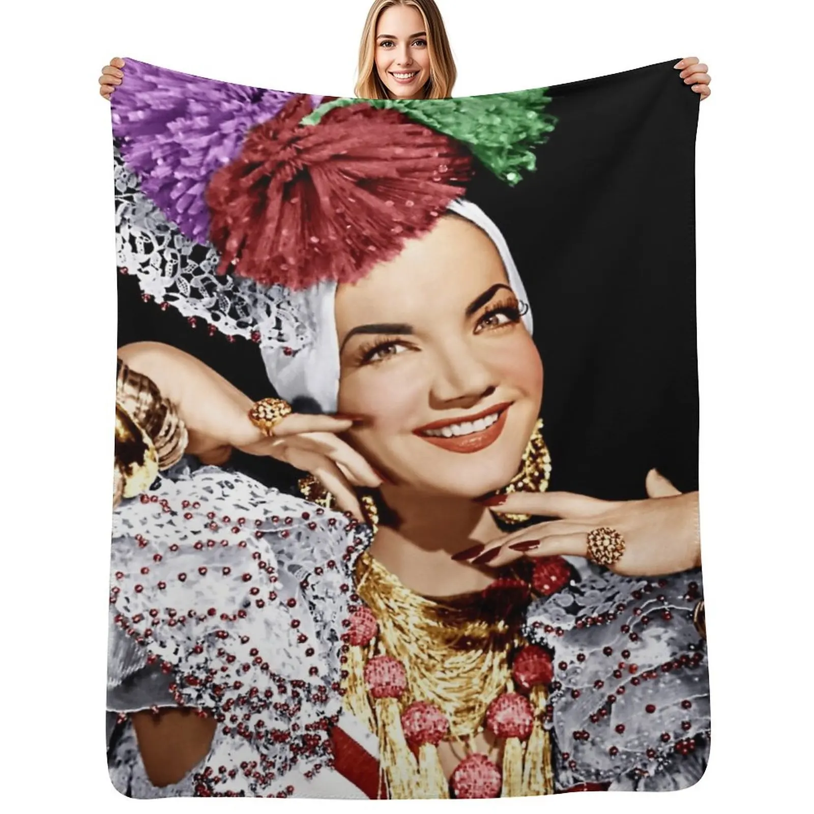 Cobertor Carmen Miranda sem bolinhas, macio e quente para cama