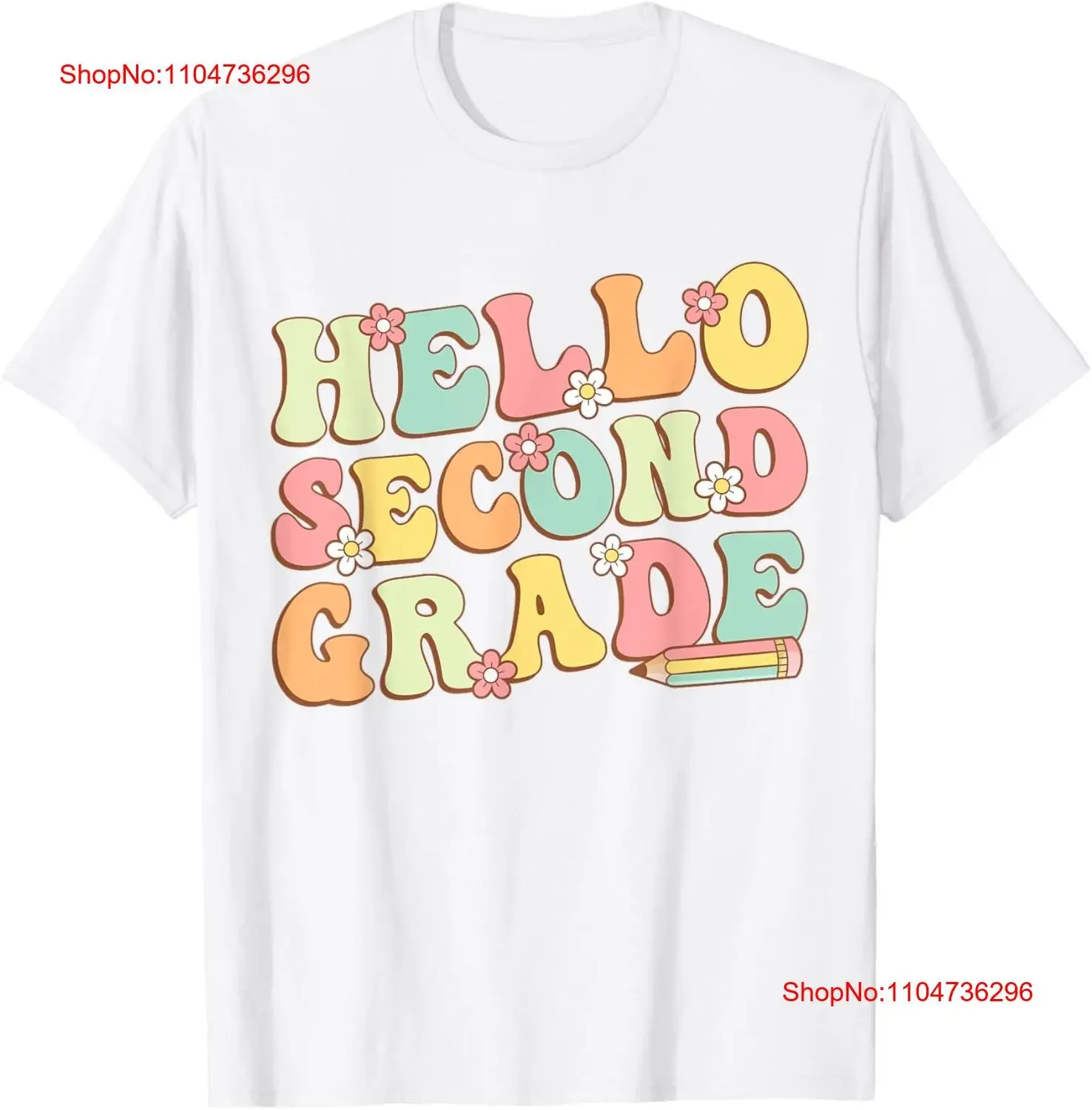 تي شيرت Hello Second Grade Team 2nd Teacher Girl Back School تي شيرت عتيق برسومات مغسولة ملابس الشارع الشهير ممتدة وناعمة