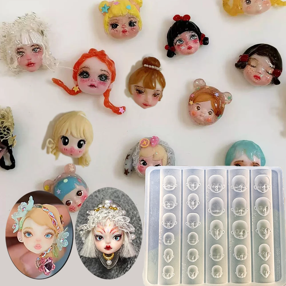 27 Style Multi‑Size Doll Face Silicone Molds 3D Doll Girl Head Resin Clay Mould DIY Handmade Craft Tools Charms Nail Art Decor