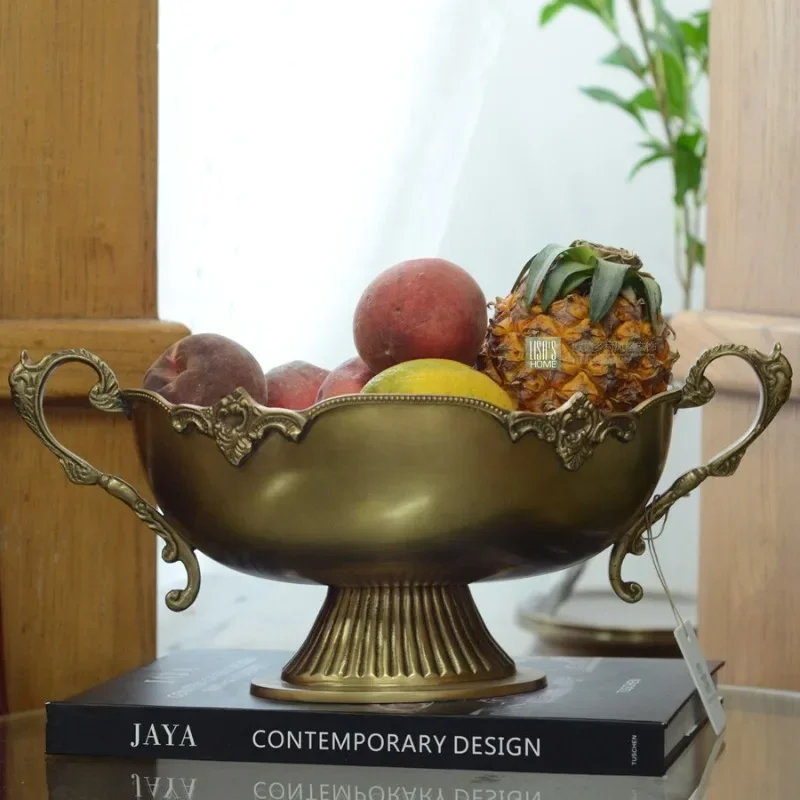 Exotic style big fruit plate light luxury brass decoration villa model room living room furnishings