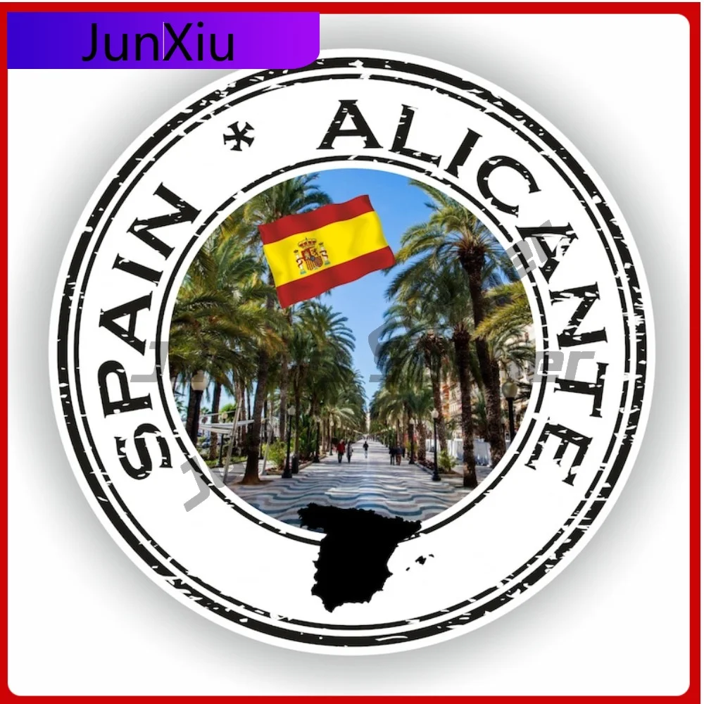 

Spain Alicante Seal Sticker Round Flag Decorative Vinyl Decal Waterproof for Scratch-Proof Accessories