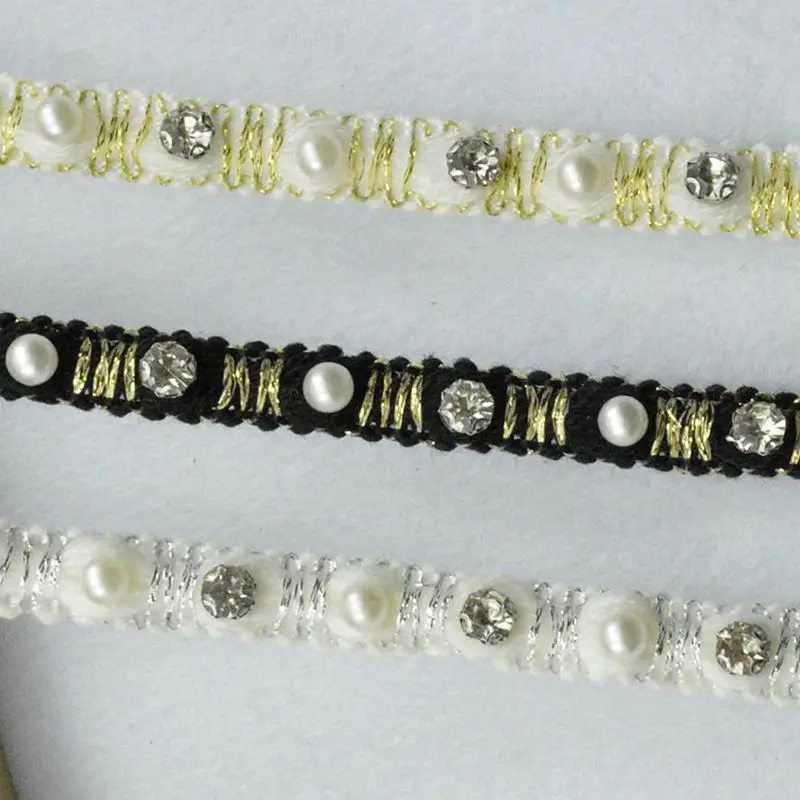 Baru 1Meter/39,37 Inci Per Pak Cocok untuk Gaun Prom Pernikahan Kain Renda Jahit Kain Kualitas Tinggi Renda Manik-manik Bambu Kecil