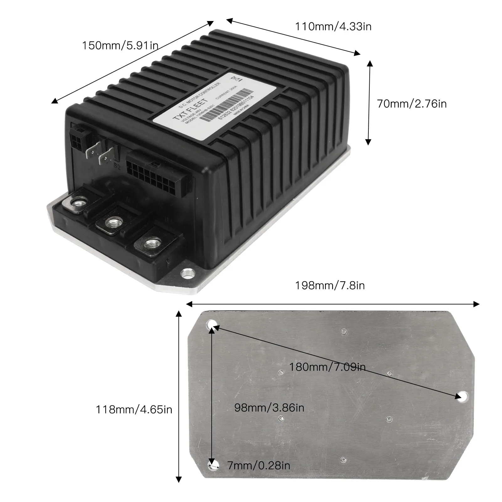 カート モーター コントローラー 48V モーター コントローラー 250A ITS スロットル入力 1206HB 5201 E‑GO Express S4 L4 の交換用