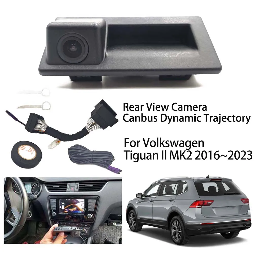 Canbus Dynamic Trajectory Rear View Backup Camera Reversing CAM For VW Tiguan LL 2016~2023 MlB Unit Original Screen Plug&Play