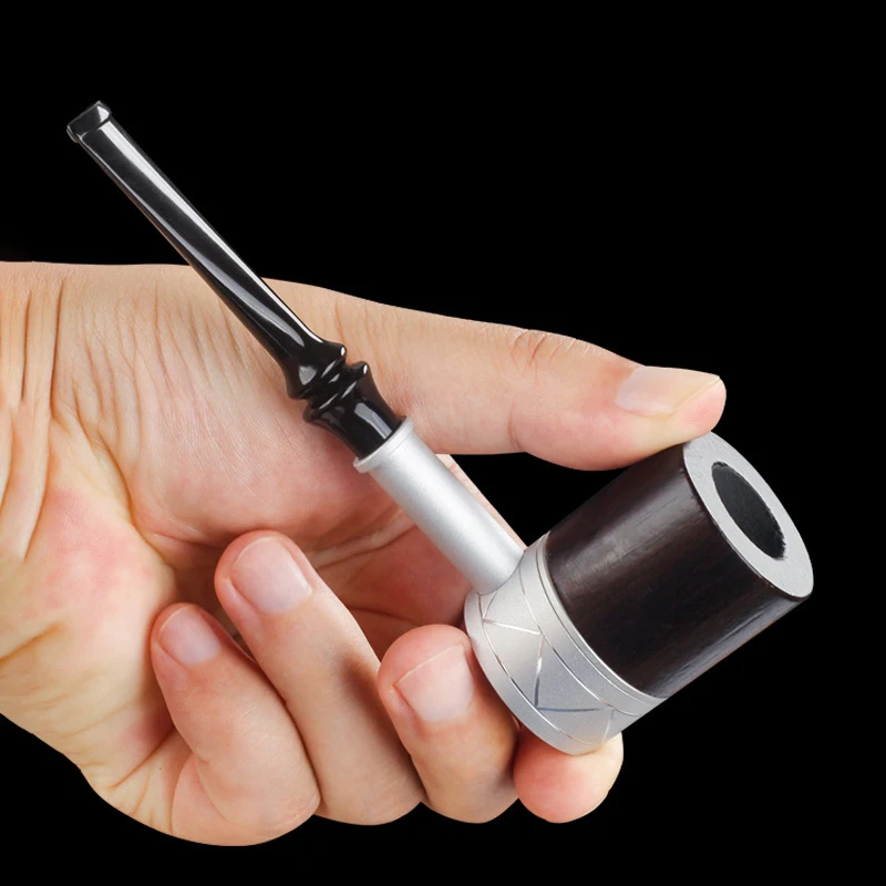 Rosewood & Metal Pipe with Removable and Washable, Portable Personalized Tobacco Solid Wood and Metal Combined Smoking Accessory