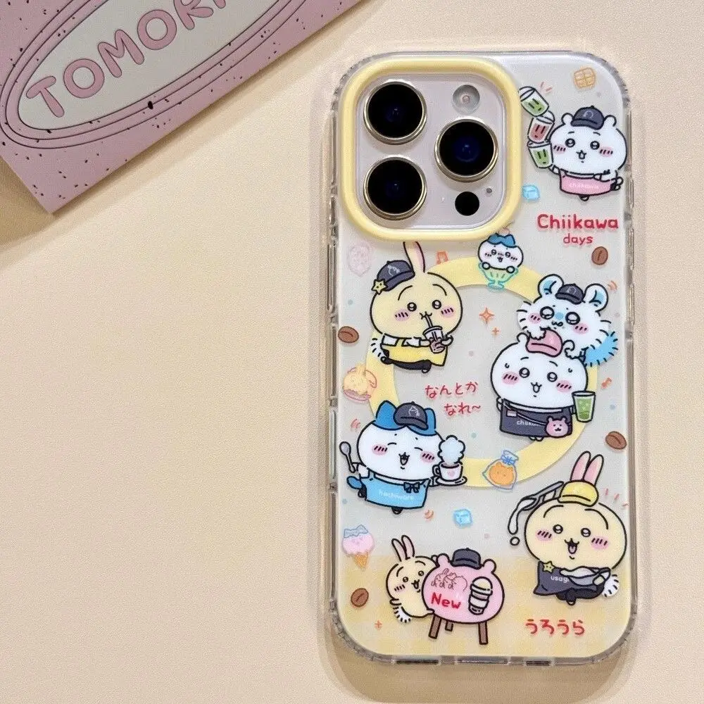 Casing HP Chiikawa Hachiware Usagi Momonga cocok untuk iPhone 17 16 15 14 13 12 11 pro max, pelindung menyeluruh, hadiah ulang tahun