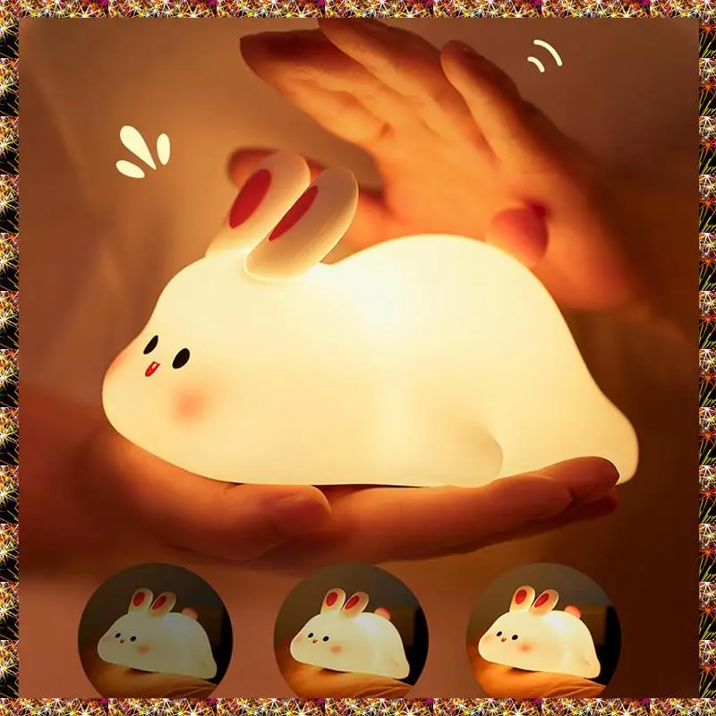 BTCL Big Face  Light LED Portable Rechargeable Bunny Lamp Night Light For Baby Nursery USB Dimmable  Night Lamp Dura