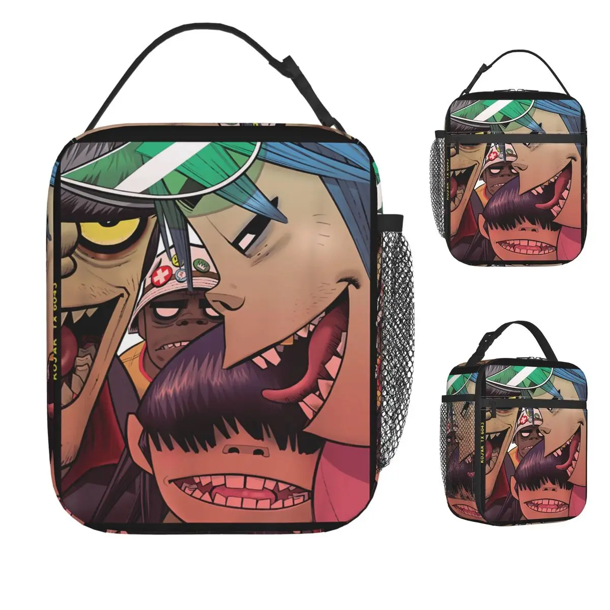 Gorillazs Borsa per il pranzo Scatola per il pranzo portatile Borsa termica con stampa da lavoro Borse per il pranzo termiche impermeabili carine