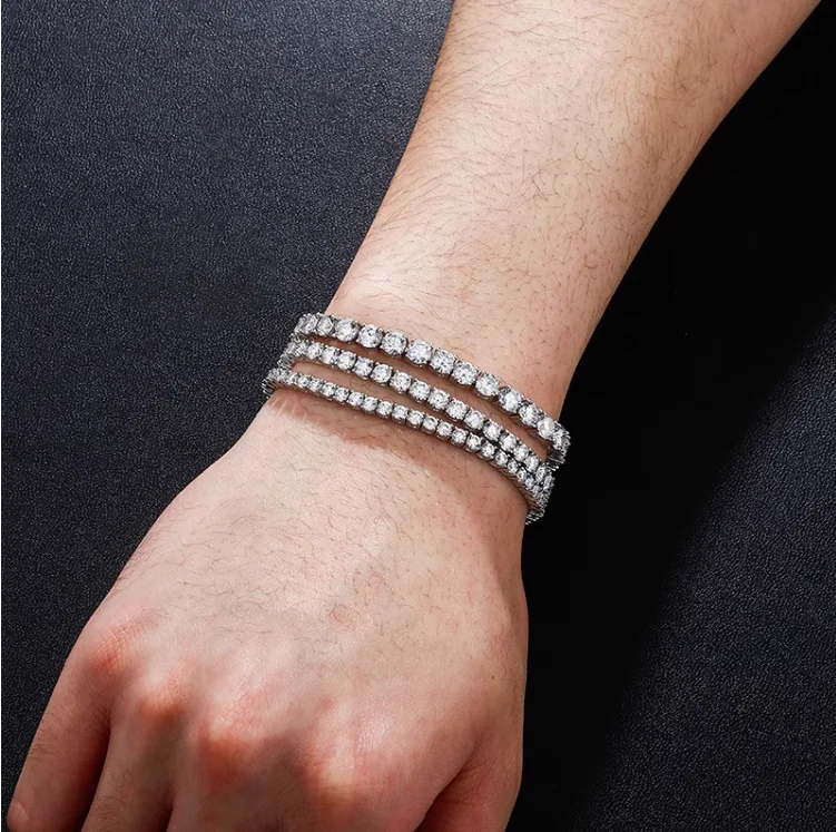 Hot Selling Pass Diamond Tester Iced Out GRA Certificates 3mm VVS1 Moissanite Diamond Tennis Bracelets Men