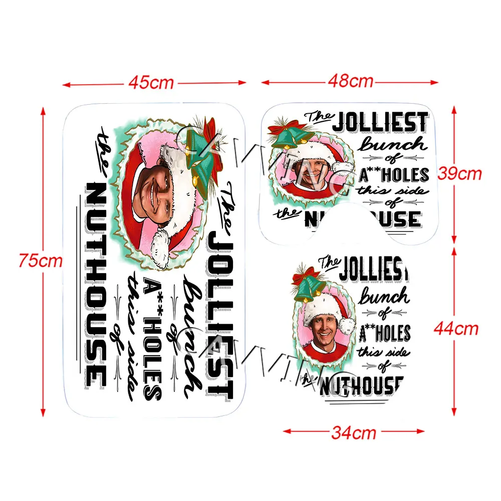 NATIONAL LAMPOON\'S CHRISTMAS VACATION  3D Shower Curtains Waterproof Bathroom Curtain Anti-slip Bath Mat Set Toilet Rugs    F01