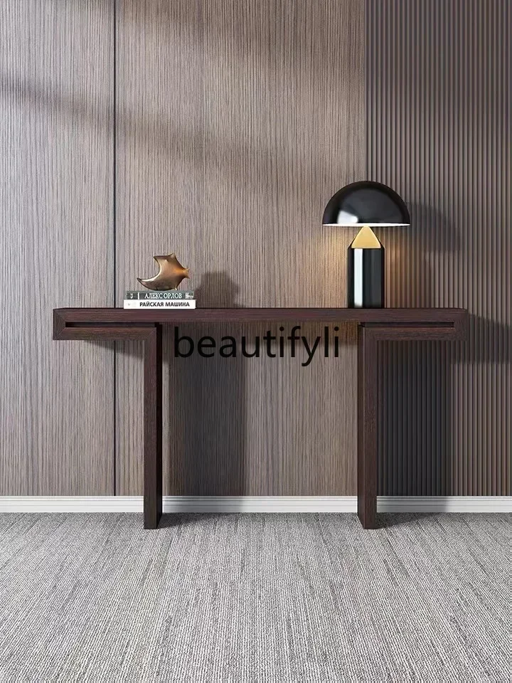 

YH5 Italian simple modern smoky color high-end oak porch table strip case narrow table table light luxury