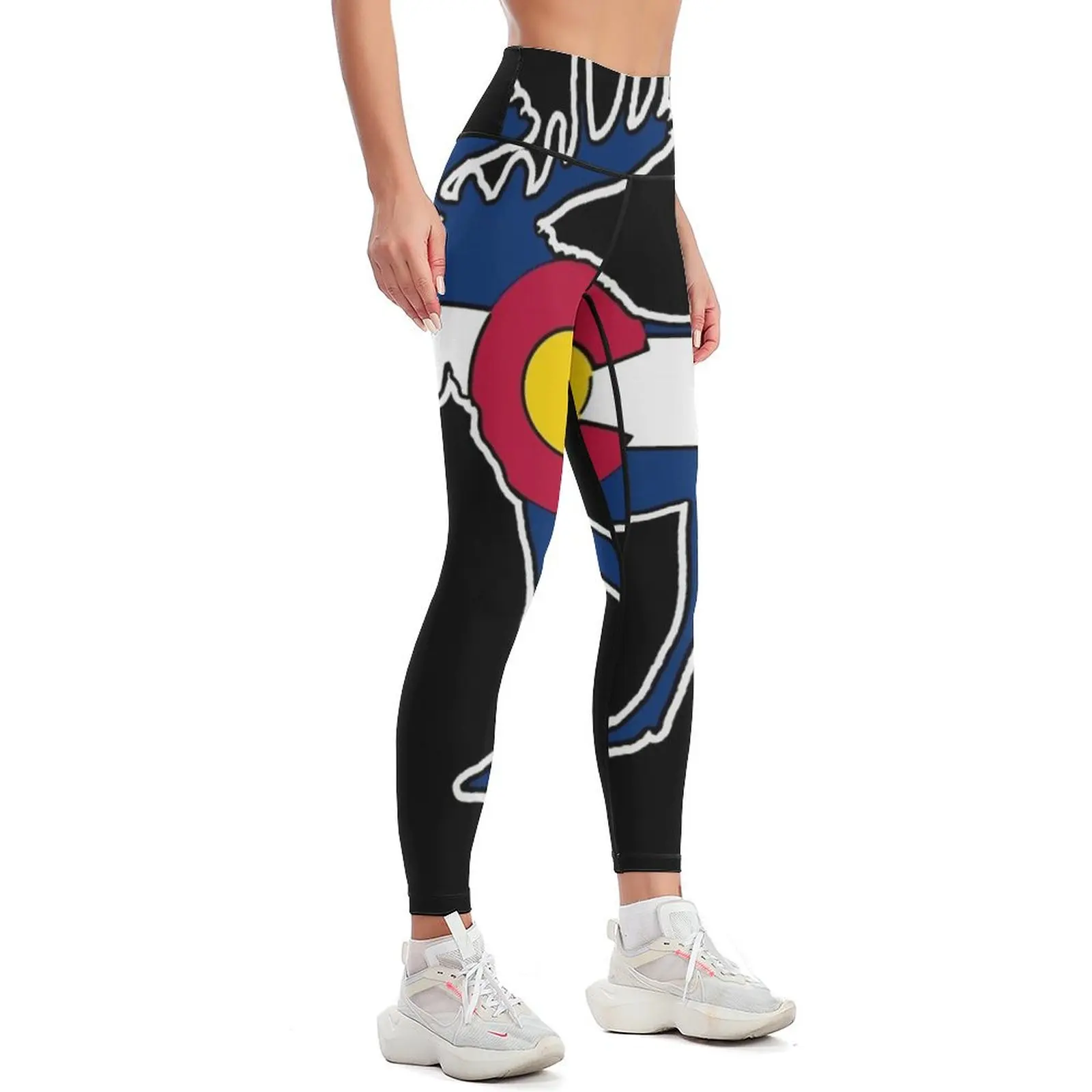 Colorado transplant flag moose shape Sticker Leggings flared sporty woman push up Women's push up Womens Leggings