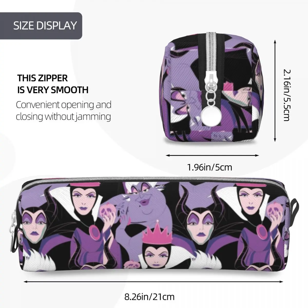 Villains Cartoon Queen Of Hearts Pencil Cases Evil Quee Maleficent Pencilcases Pen Holder for Student Capacity Pencil Bag