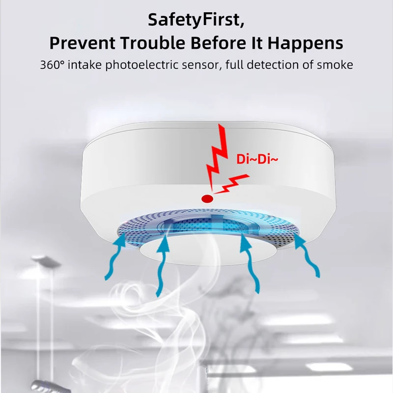 Detector de humo inalámbrico, sistema de alarma contra incendios, sensores de humo de 433MHz usados para el hogar, tienda, oficina, trabajo con