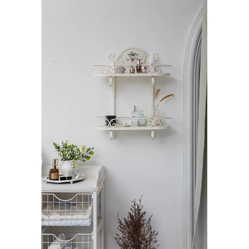 French Country Cottage Bathroom Double Scroll Shelf Retro Shabby Vintage