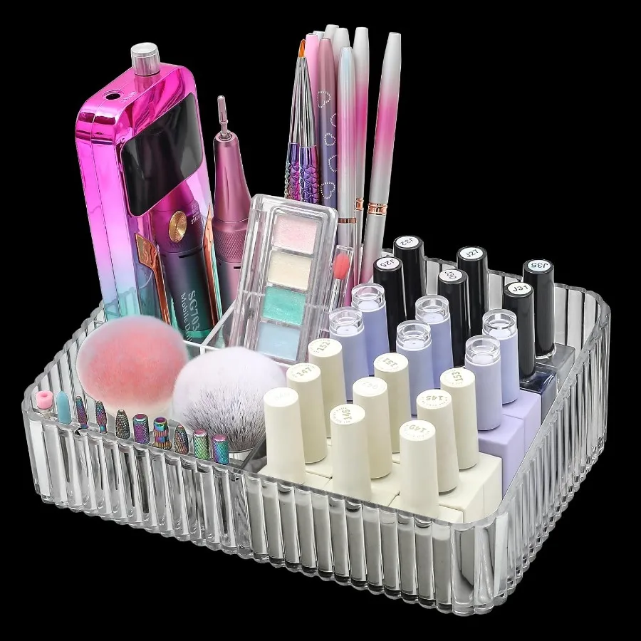 

10Hole Transparent Acrylic Nail Drill Bit Storage Box with Organizer for Professional Nail Art Tools Compact Plastic Display Ca