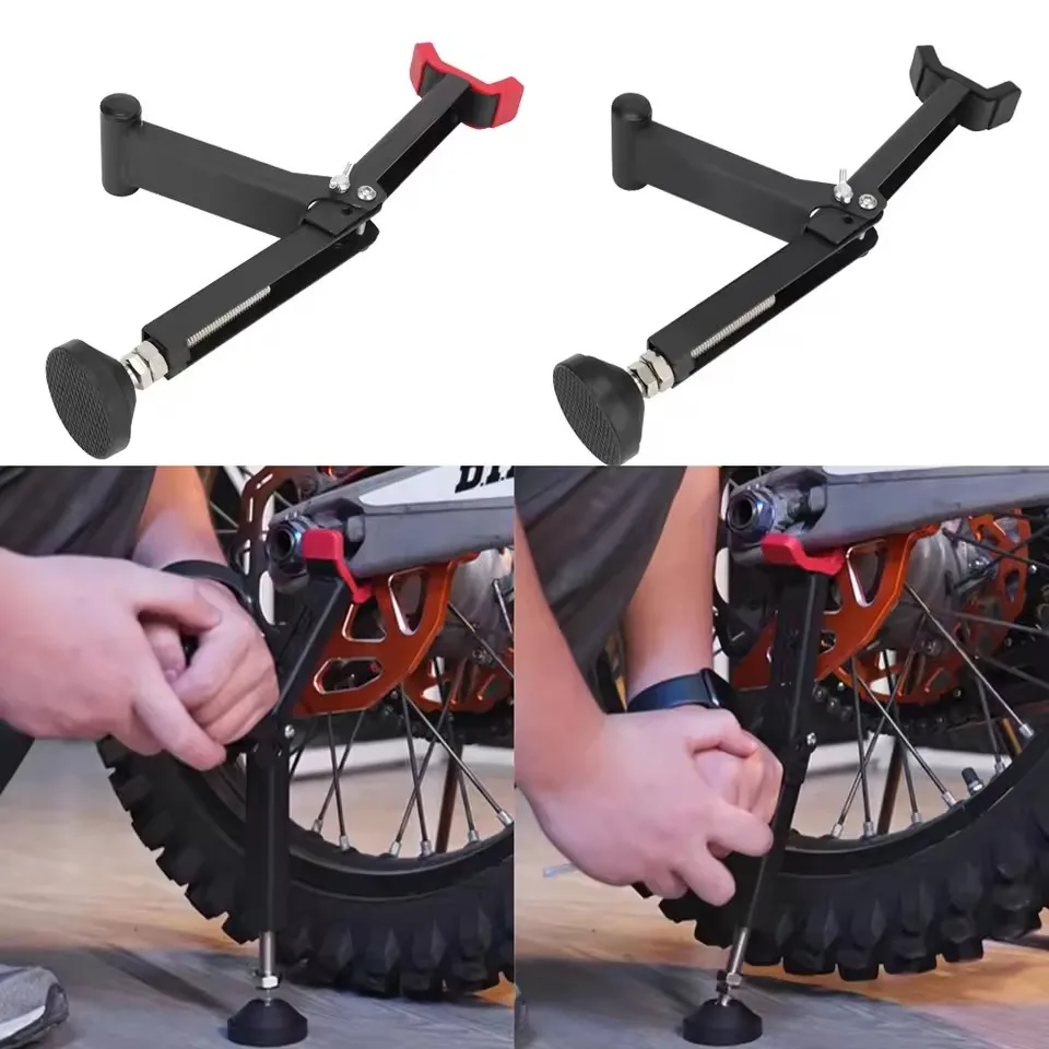 Support de roue de moto pliant portable universel ; type universel adapté au stationnement et au support de réparation de pneus.