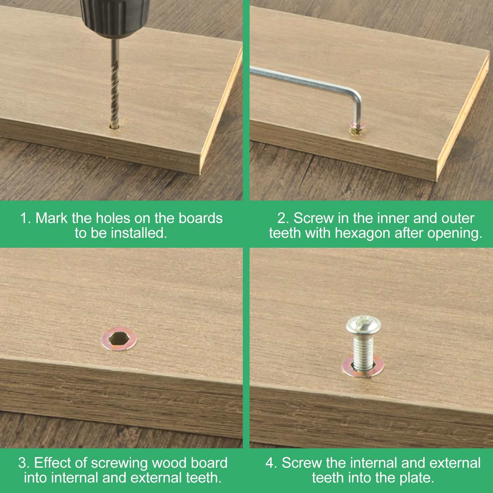 165 قطعة سبائك الزنك الخيوط إدراج المكسرات مجموعة متنوعة المسمار في تصاعد الجوز للأثاث الخشبي الصنوبر الخشب الرقائقي الألياف #4