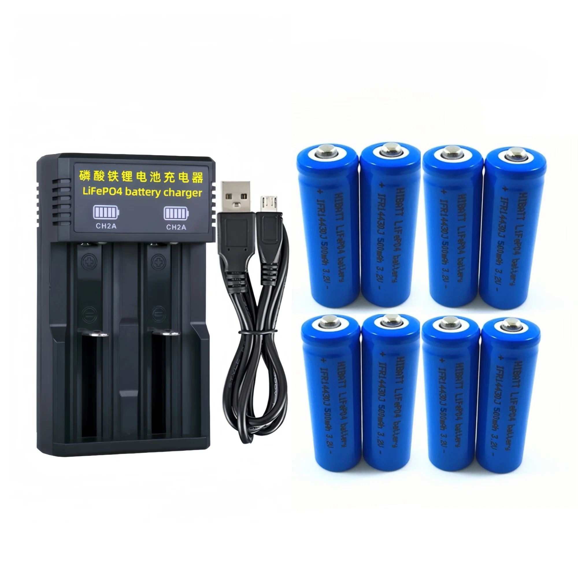 8PCS 14430 LiFePO4 battery 3.2V 500mAh LiFePO4 Battery Charger for Sweeping robots Vacuum cleaners Razors Hair clippers Radios