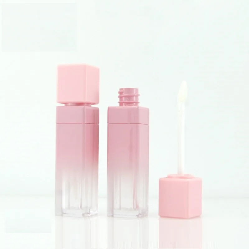 Empty Plastic Lip Gloss Bottles Containers Wholesale 10ml Big Capacity Square Shape Pink Gold Lid DIY Makeup Lipgloss Base