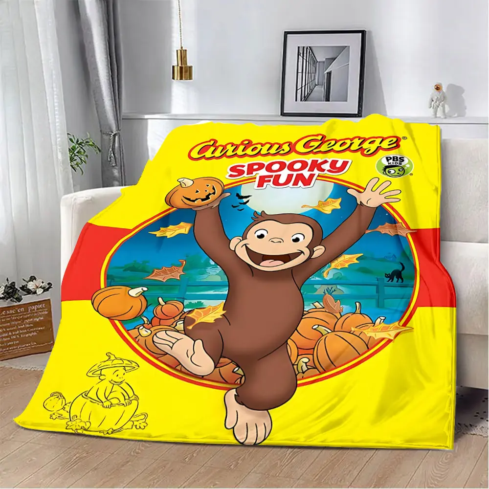 Cartoon Curious George Printed Blanket Picnic Blankets Warm Blanket Soft and Comfortable Blanket Home Travel Birthday Gift