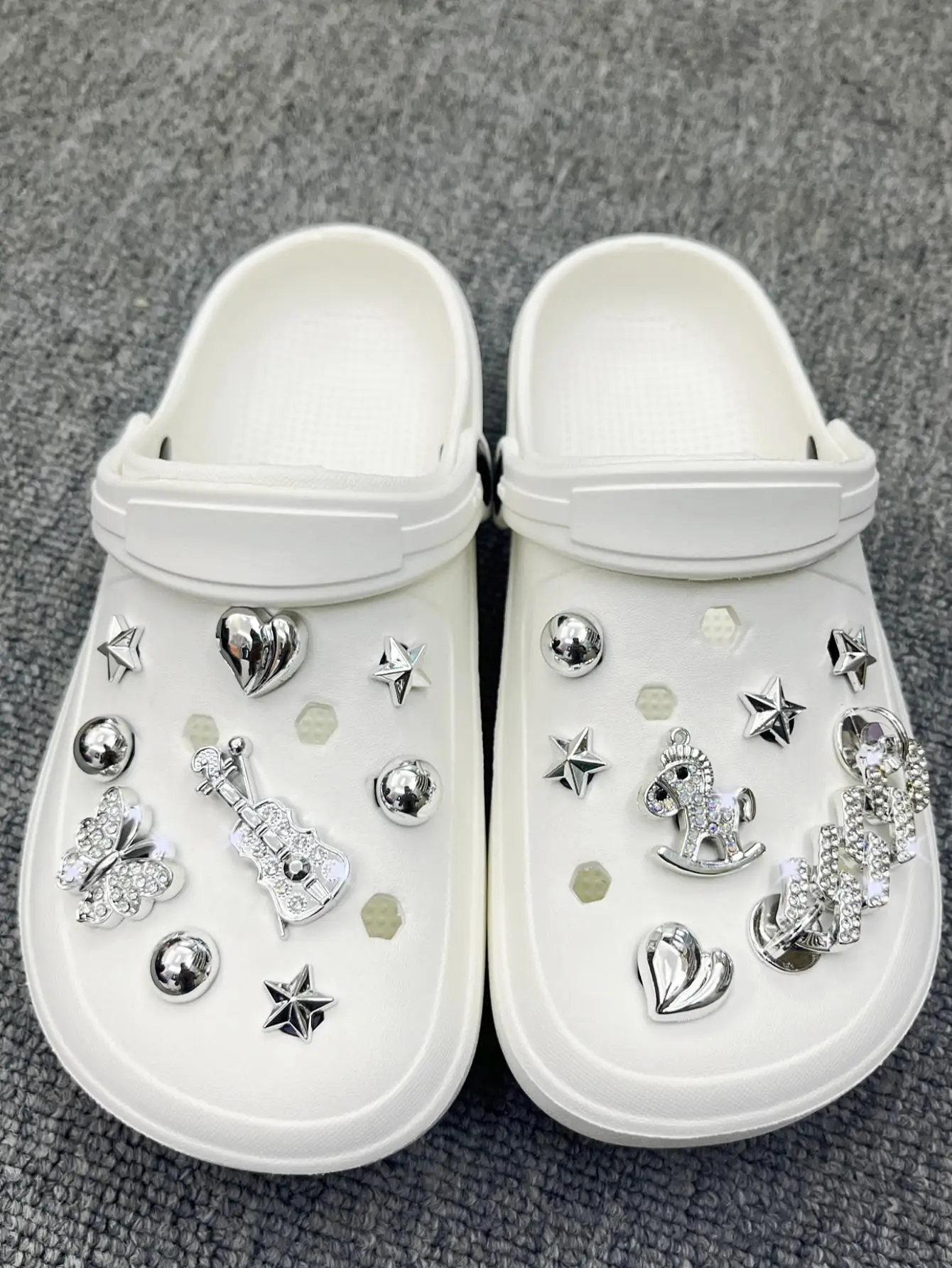 16 pezzi/set di scarpe da spiaggia accessori per scarpe, scarpe con catena a cavallo con diamanti a pois fai da te scarpe da giardino con fibbia decorativa floreale beach sho