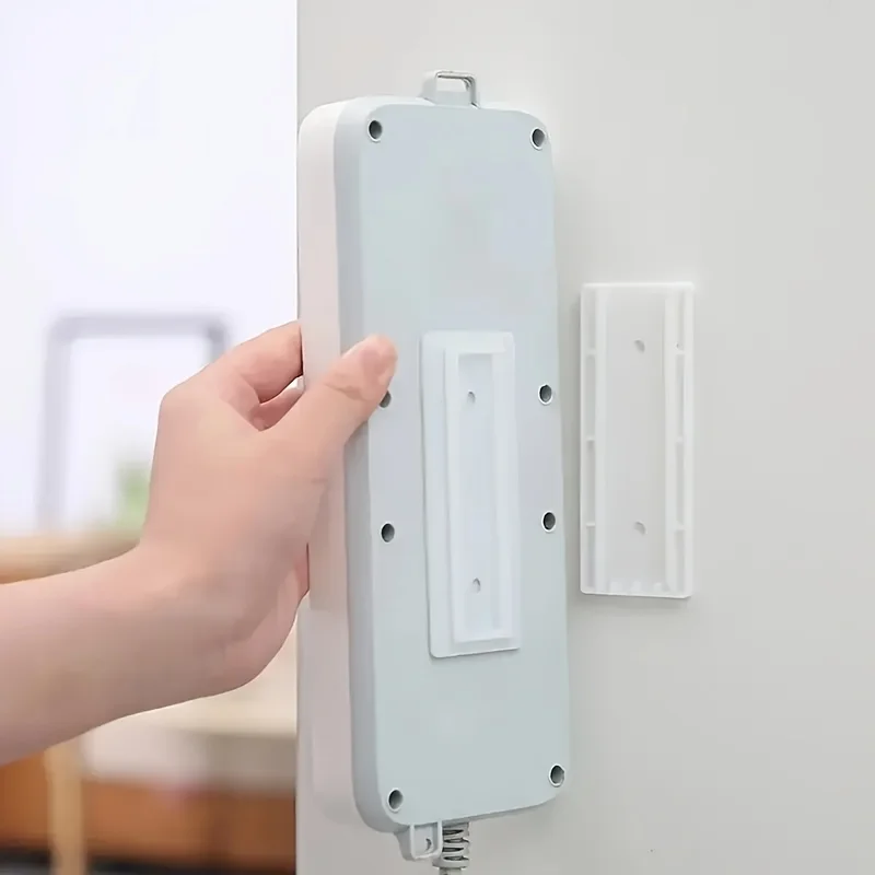 Self-Adhesive Cable Clips, No-Drill Desktop Management Socket Holder, Slide-In Power Strip Fixer