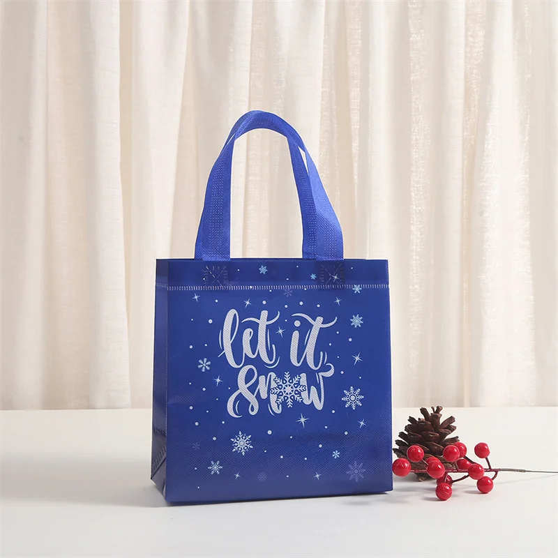 StoBag 24pcs Wholesale Merry Christmas Non-woven Tote Bags Children's Gift Candy Package Fabric Storage Reusable Pouch Party