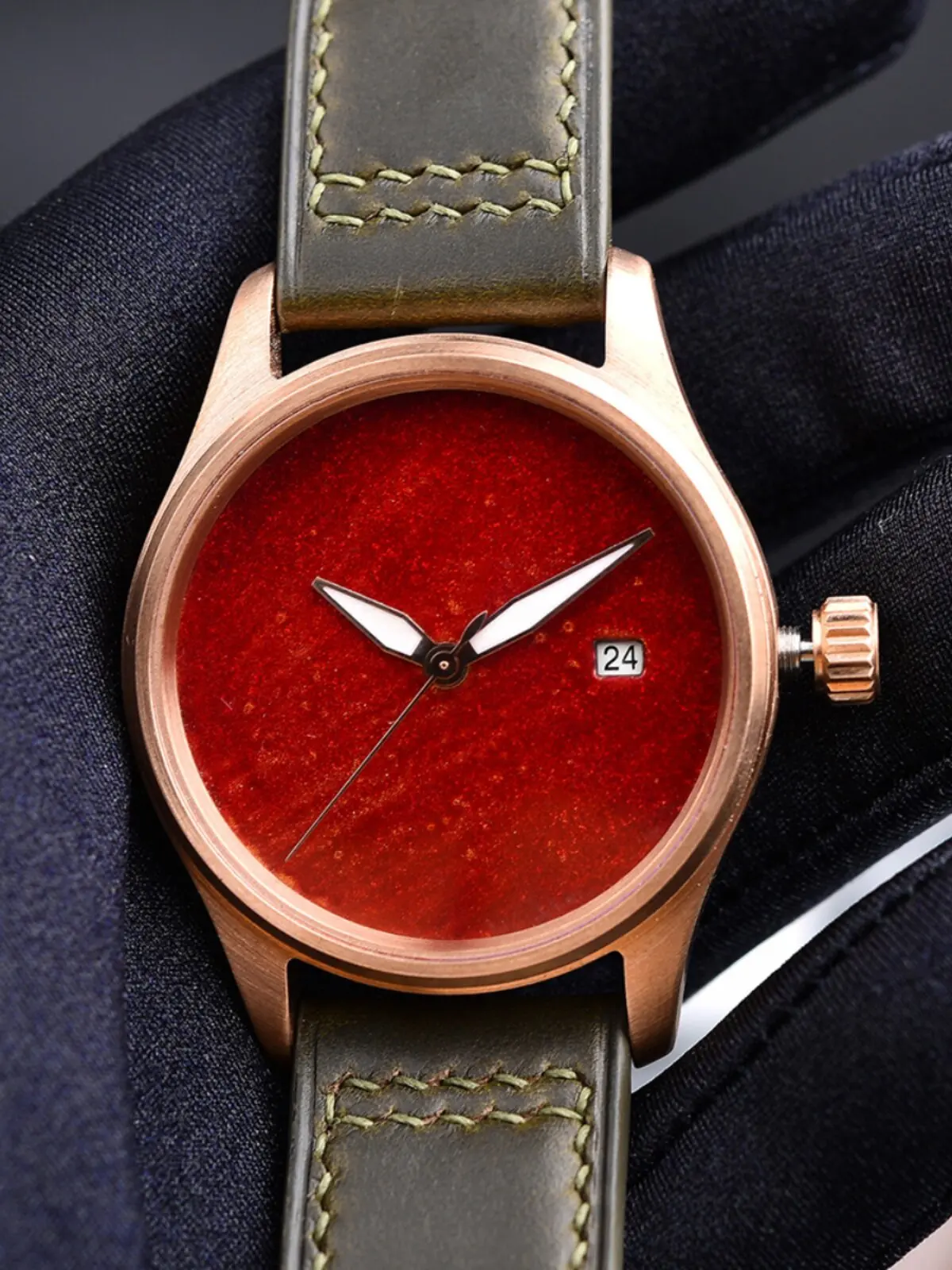 

HUASUO Bronze Pilot Watch Large Lacquer Dial Men's Automatic Mechanical Movement Luminous Sapphire Glass