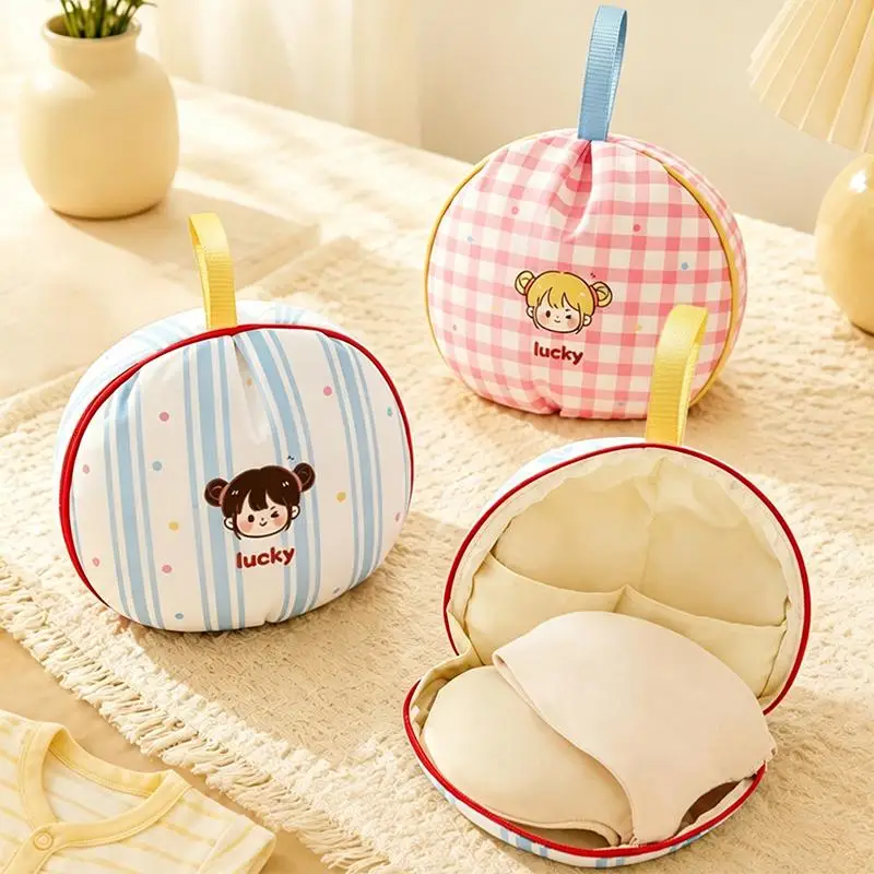 Portable Travel Bra Organizer Cartoon Divided Grids Lingerie Organizer Pouch Lightweight Durable Underwear Storage Bag