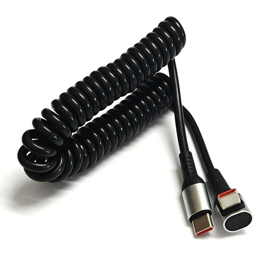 66W 90 Degree Spring USB Type C Charging Cable 6A Fast Charging Cord For Samsung Xiaomi Game Car Phone Charging Cable