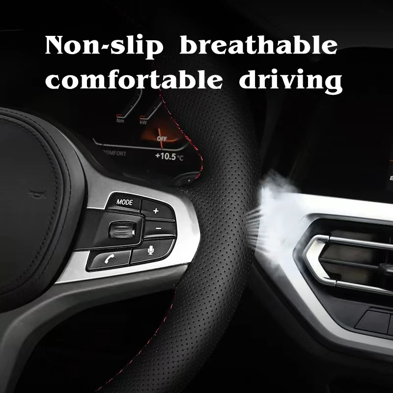 Hand-stitched carbon fibre genuine Leather Steering Wheel Cover for Jeep Grand Cherokee 2011-13 Compass Wrangler Patriot 2011-16 - view 3